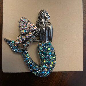 Kirk's Folly Silver tone mermaid brooch